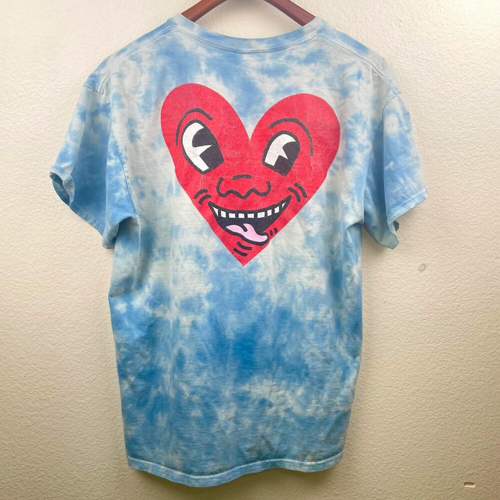 Keith Haring Mens T Shirt Sz L Heart‎ Funny Graphic Tie Dye Hippie Cartoon Comic